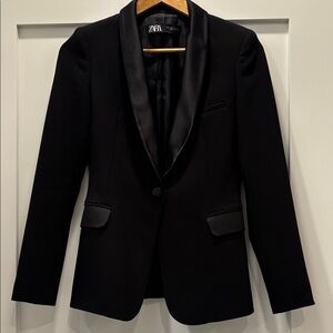 Zara Black Jacket with Satin Details